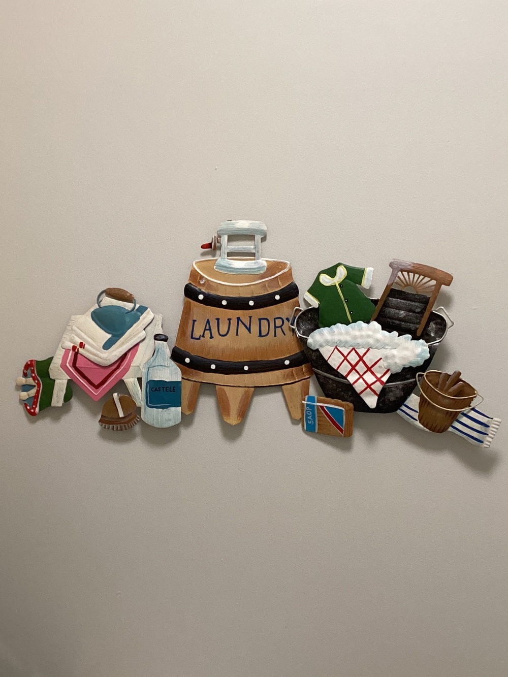 Metal 3D Laundry Wall Art Sign - Colorful Vintage Washday Decor
